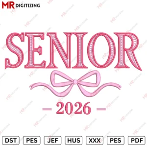Senior 26 Bow Embroidery design