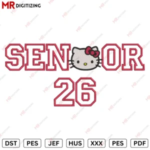 Senior 26 Hello Kitty Applique Embroidery design