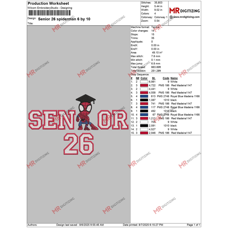Senior 26 spiderman 6 by 10
