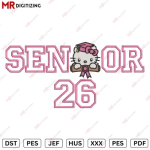 Senior Kitty 26 applique Embroidery design