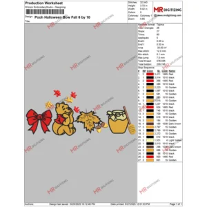 Pooh Halloween Bow Fall 6 by 10
