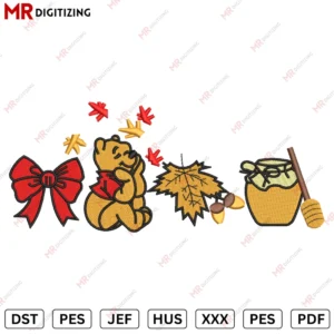 Pooh Halloween Bow Fall Halloween Embroidery design
