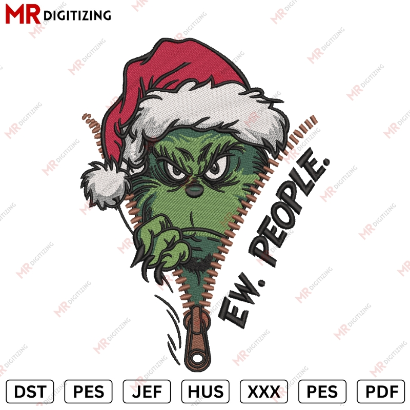 Grinch Ew People Halloween Embroidery design