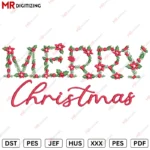 Merry Christmas Flowers Embroidery design