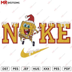 Nike Spongebob Christmas Embroidery design