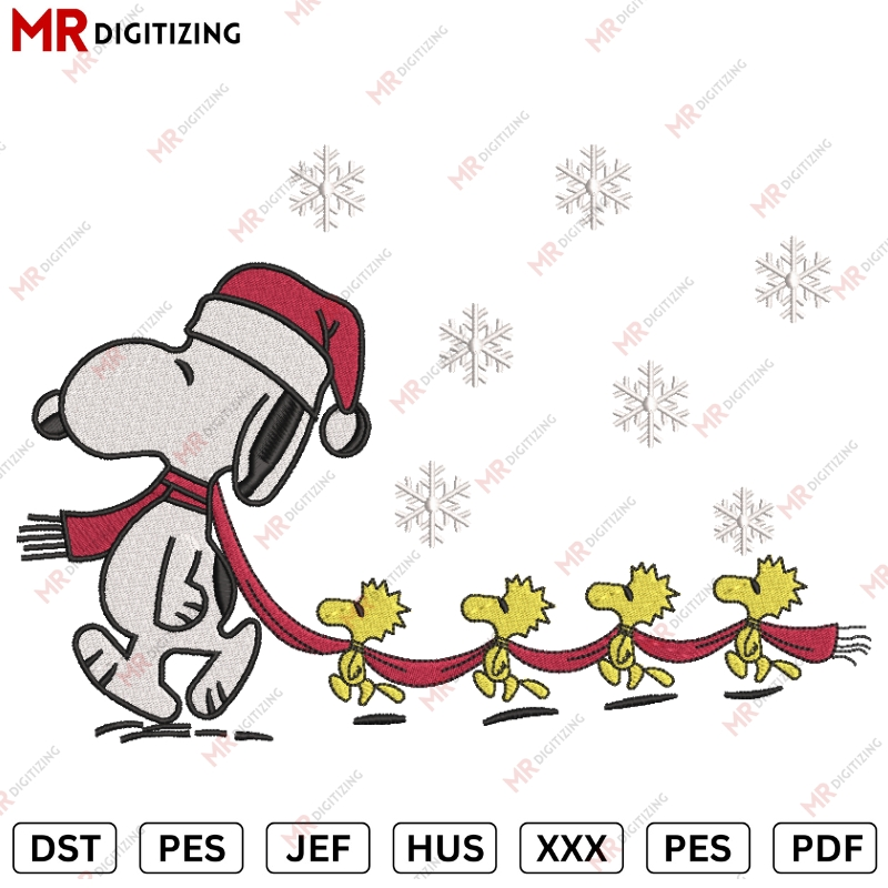 Snoopy X Woodstocks Christmas Embroidery design