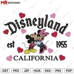 Disneyland Mickey minnie kisses Valentine s Day Embroidery design
