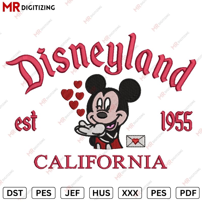 Disneyland Mickey vl Valentine s Day Embroidery design