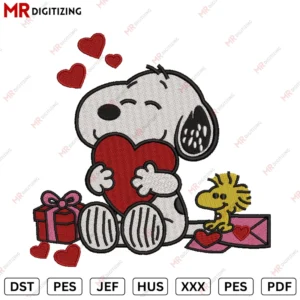 Snoopy love Heart Valentine s Day Embroidery design