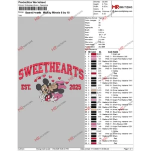 Sweet Hearts Mickey Minnie 6 by 10