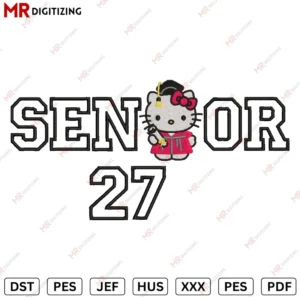 SENIOR 27 kitty Applique GR Graduation Embroidery design