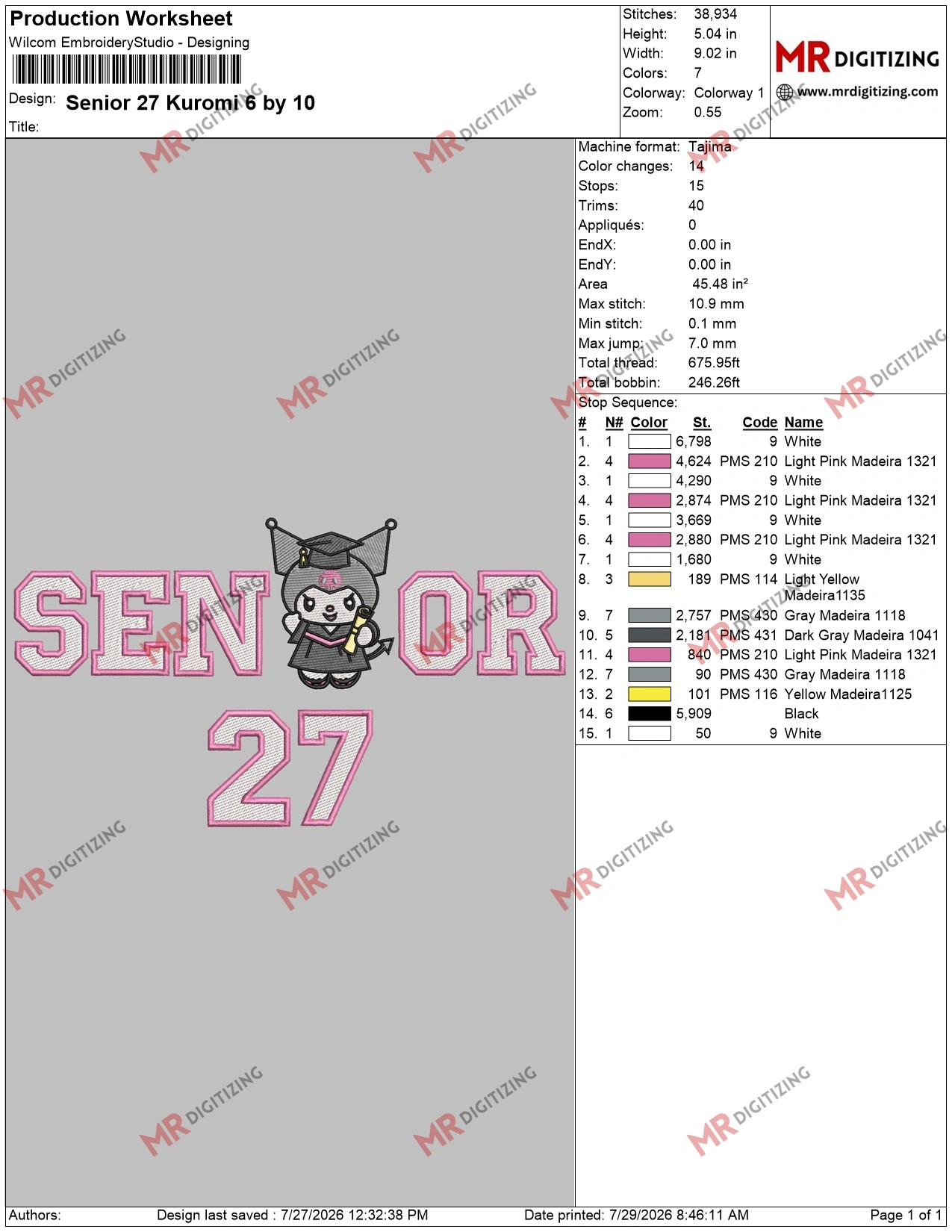 Senior 27 Kuromi 6 by 10