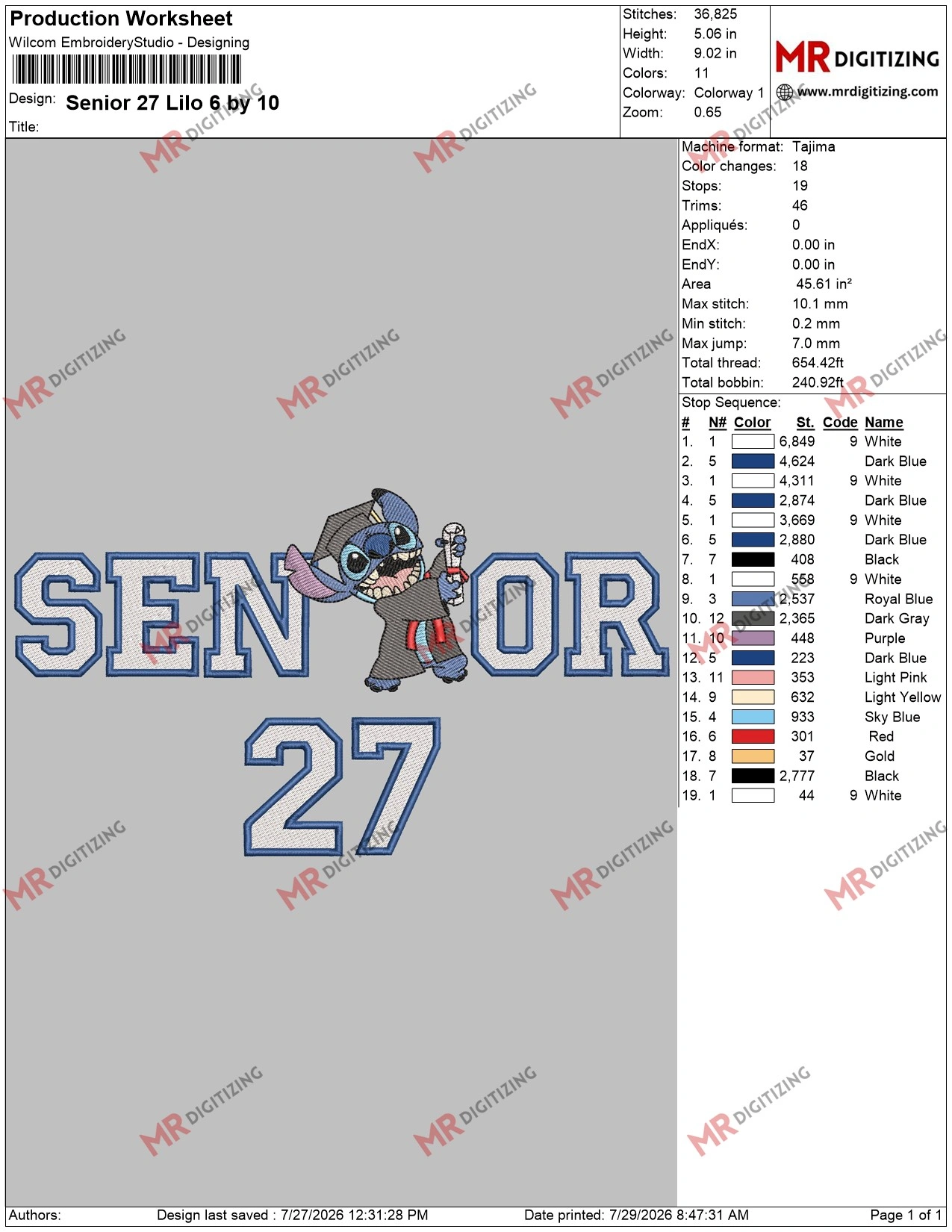 Senior 27 Lilo 6 by 10