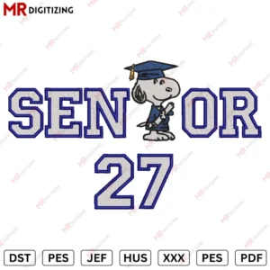 Senior 27 Snoopy Graduation Embroidery design