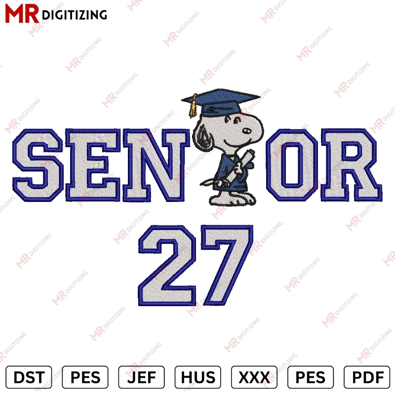 Senior 27 Snoopy Graduation Embroidery design