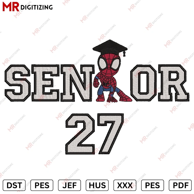 Senior 27 Spiderman Graduation Embroidery design