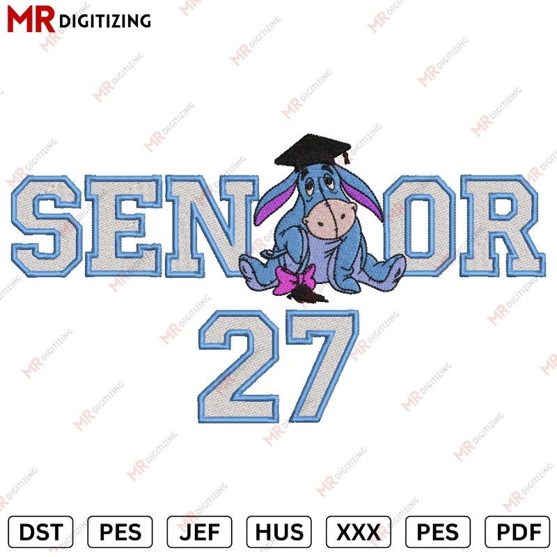 Senior 27 eeyore Graduation Embroidery design