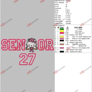 Senior 27 kitty Applique 6 by 10