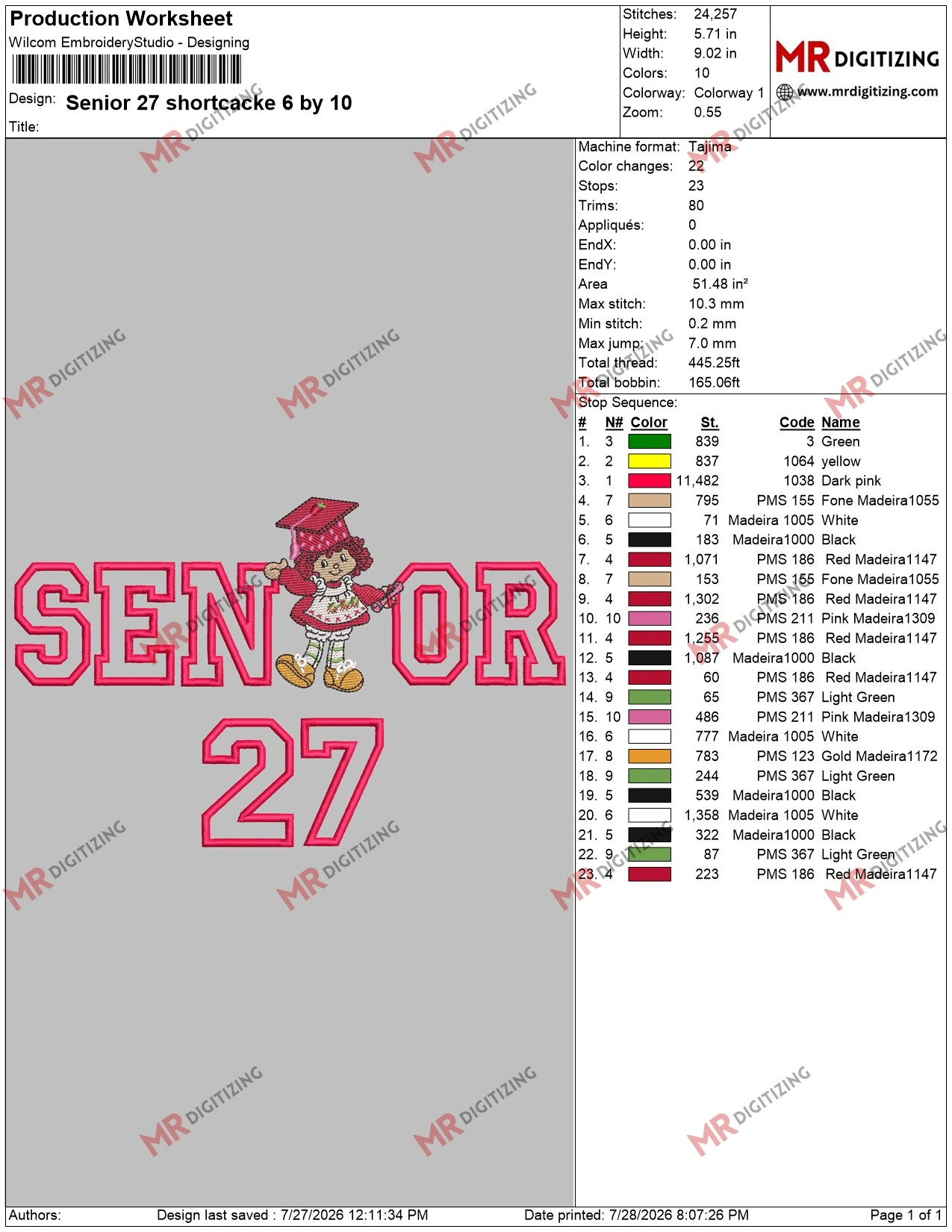 Senior 27 shortcacke 6 by 10