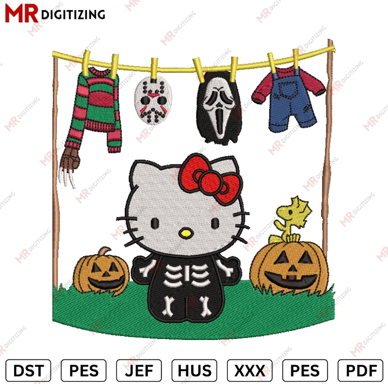 Kitty Halloween Costume New Embroidery design