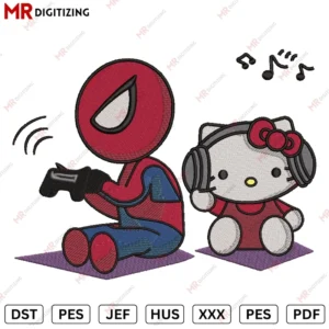 Spiderman and Kitty Music New Embroidery design
