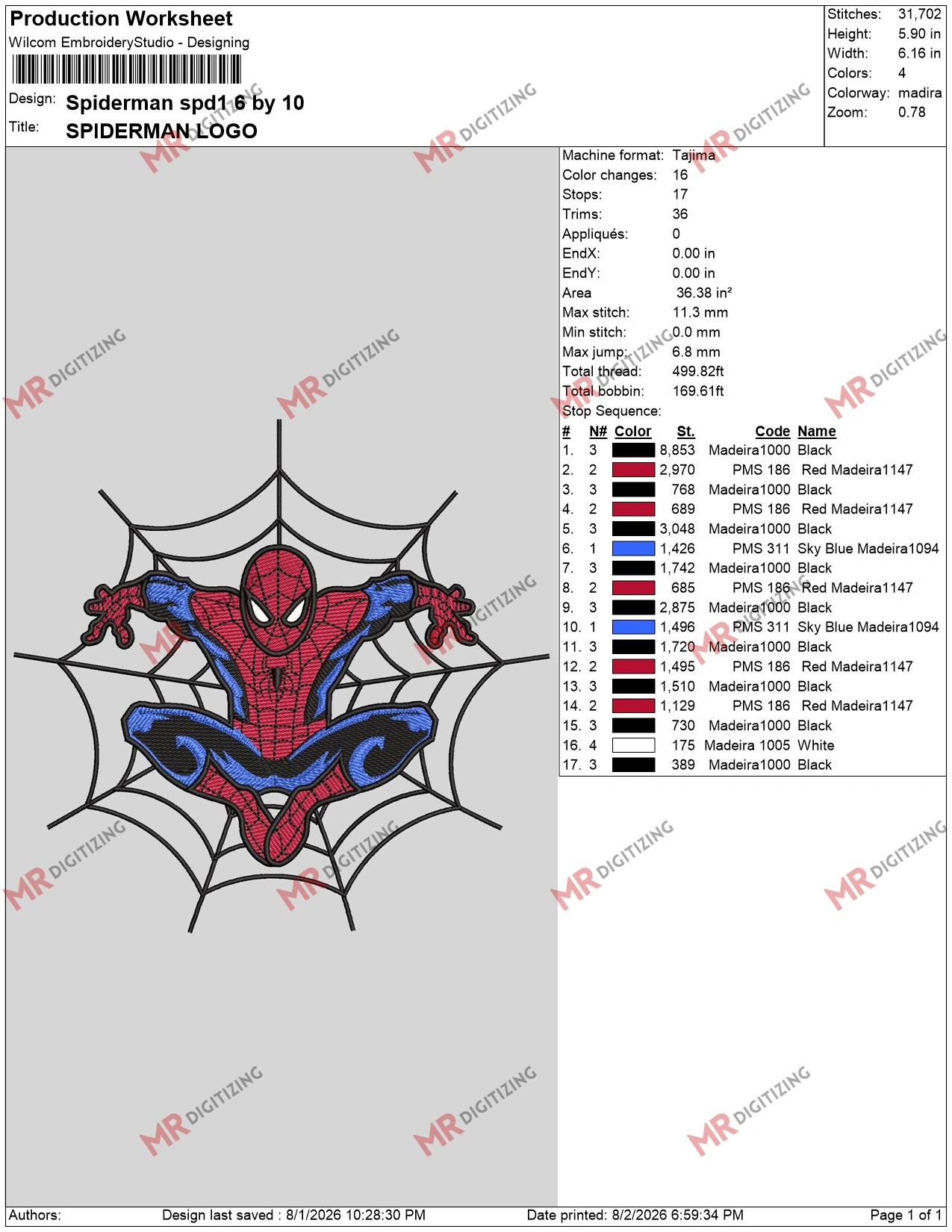 Spiderman spd1 6 by 10