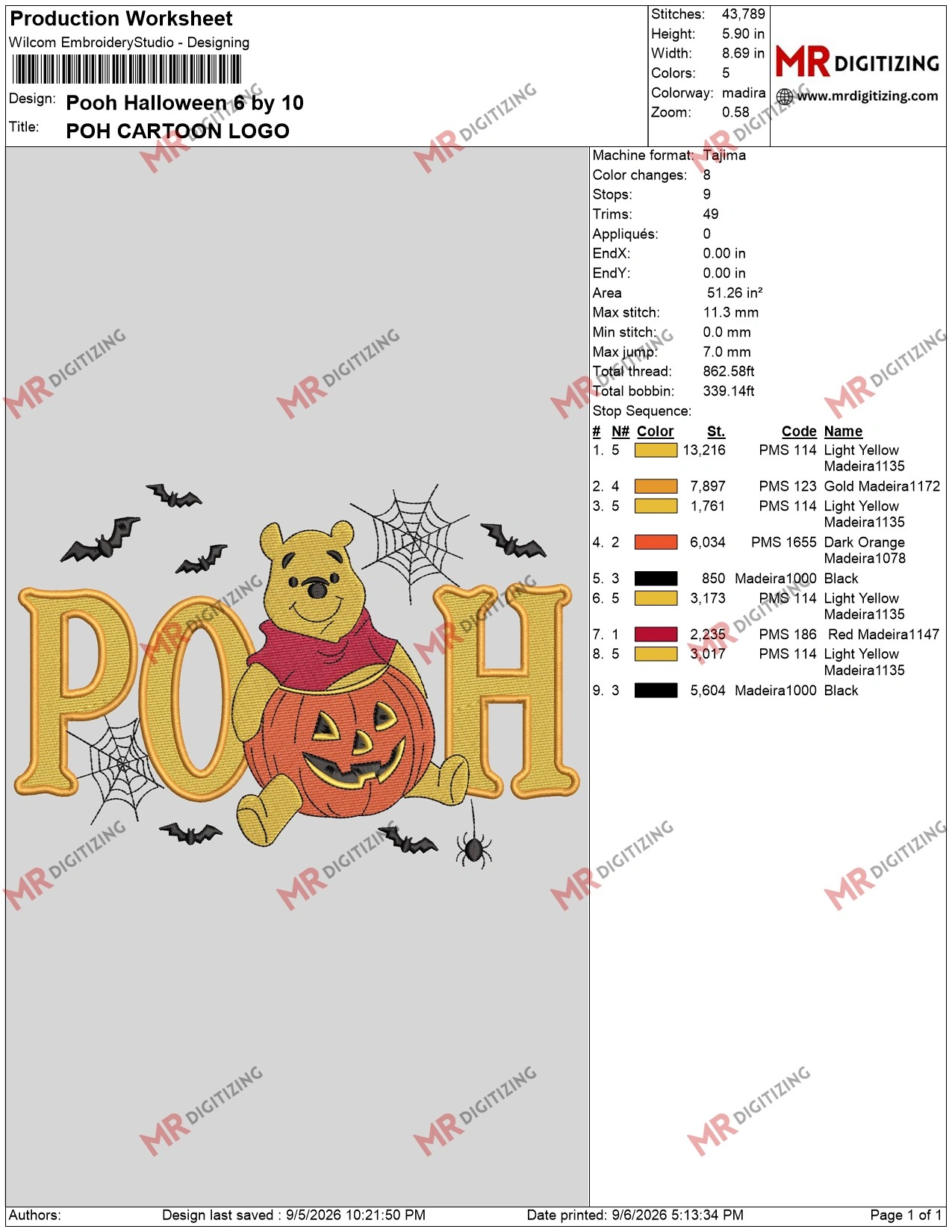 Pooh Halloween 6 by 10