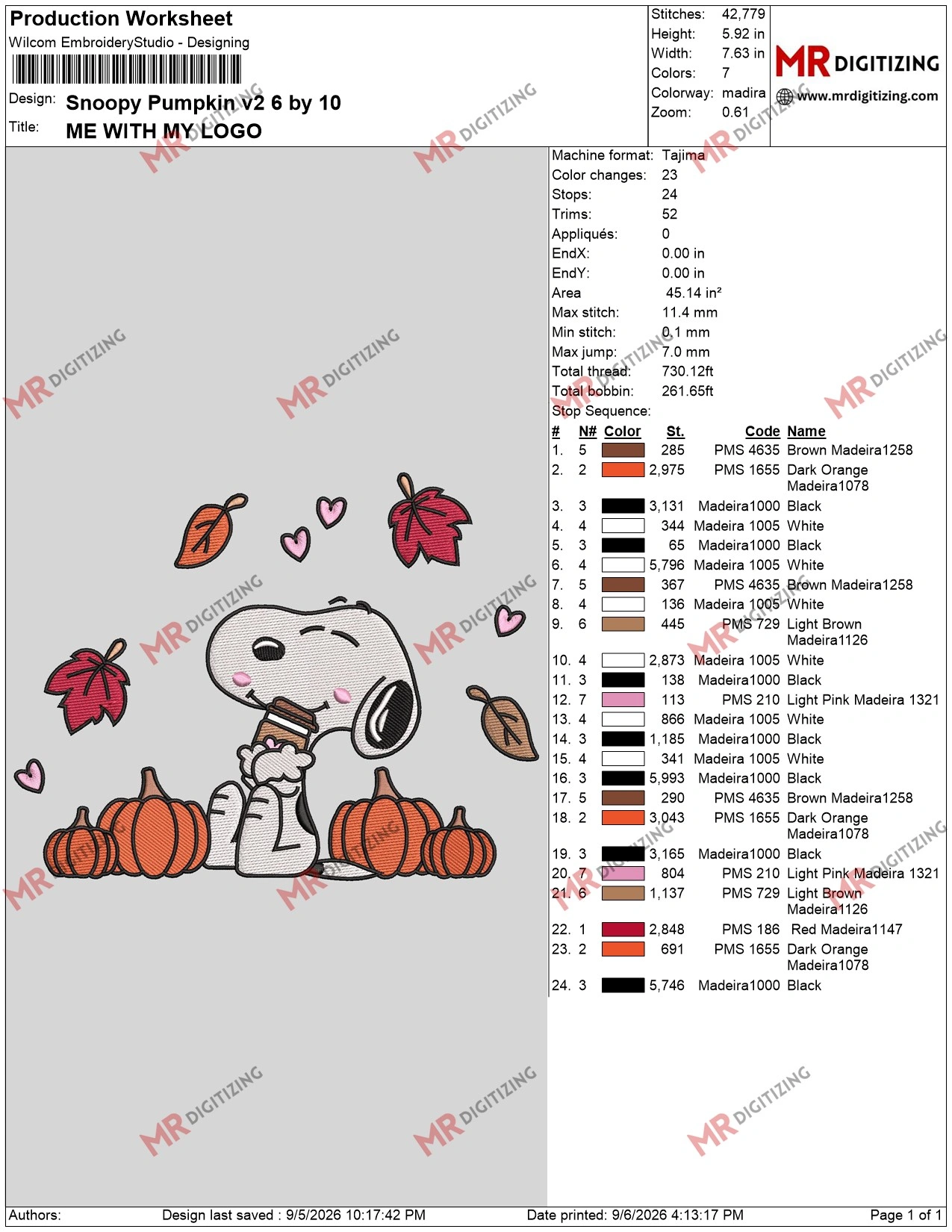 Snoopy Pumpkin v2 6 by 10