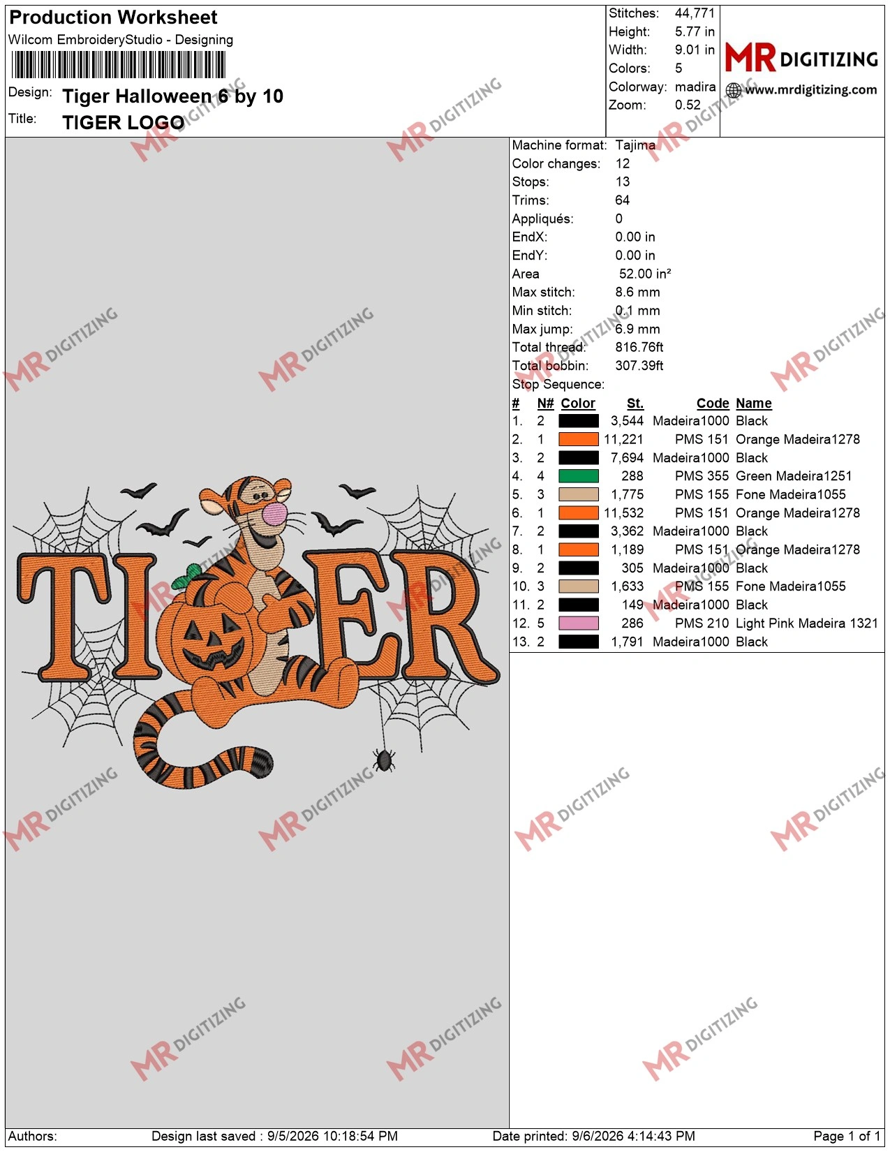 Tiger Halloween 6 by 10