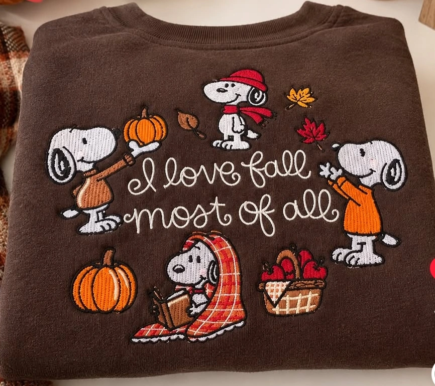 I love fall most of all snoopy halloween Embroidery design