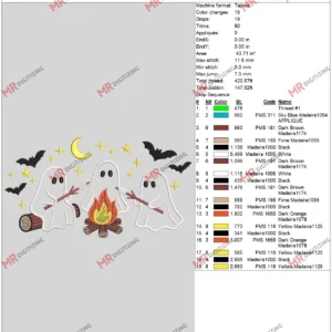 3 Ghost Fire Applique 6 by 10