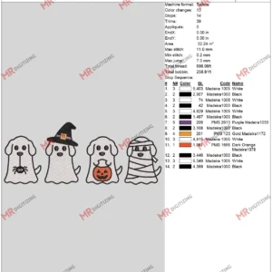 4 Dogs Ghost Pumpkin 6 by 10