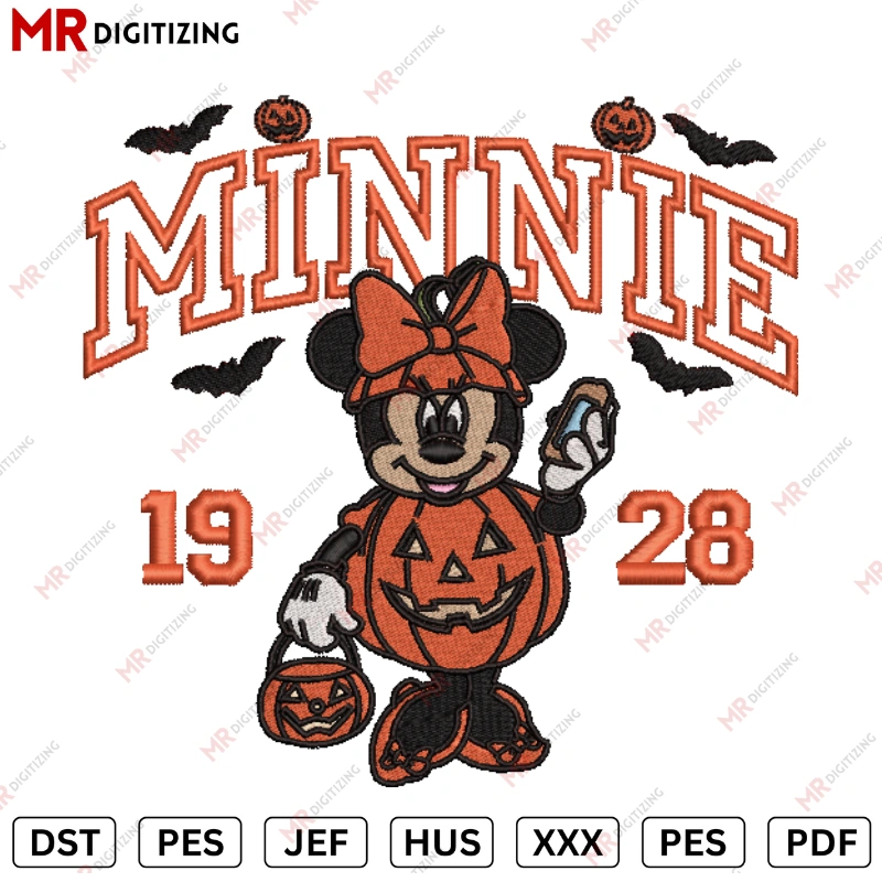 Minnie 19 28 Halloween Embroidery design
