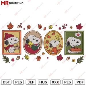 Snoopy Frame Fall Halloween Embroidery design