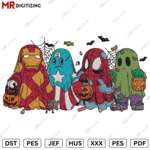 Spierman Iron man Hulk Ghost Halloween Embroidery design